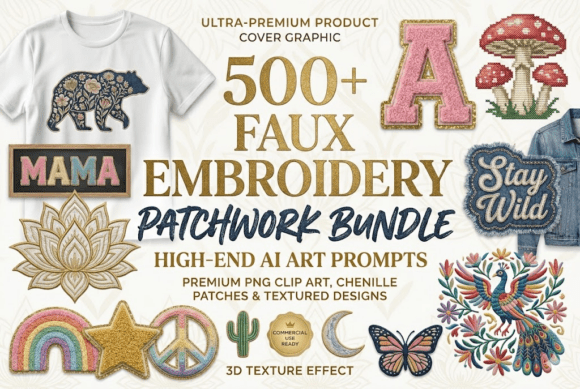 500 Faux Embroidery Patchwork Bundle