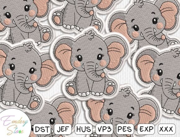 Baby Elephant Patch Embroidery File