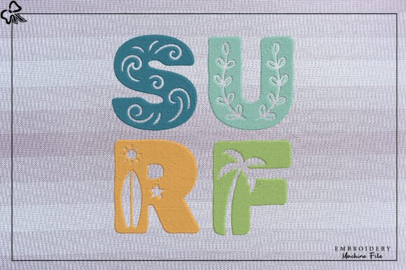 Beach Surf Embroidery Design