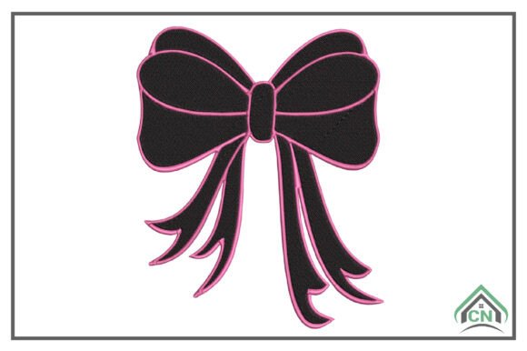 Black Pink Bow Embroidery Design