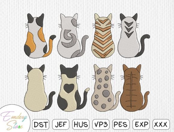 Cat Back View Embroidery Bundle