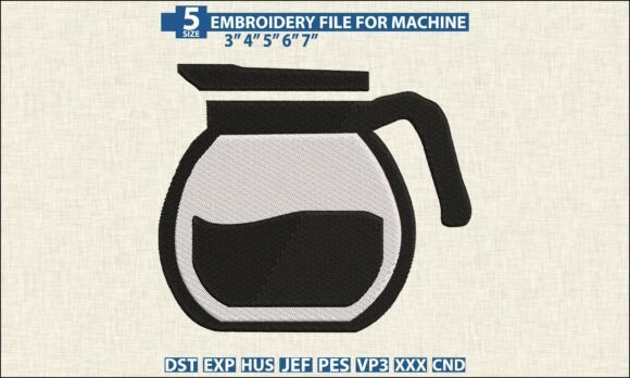 Coffee Pot Embroidery Pattern PES DST