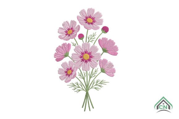 Cosmos Floral Bouquet Embroidery