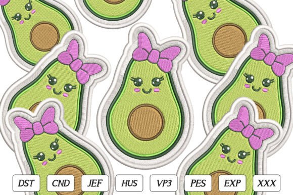 Cute Avocado Embroidery Design