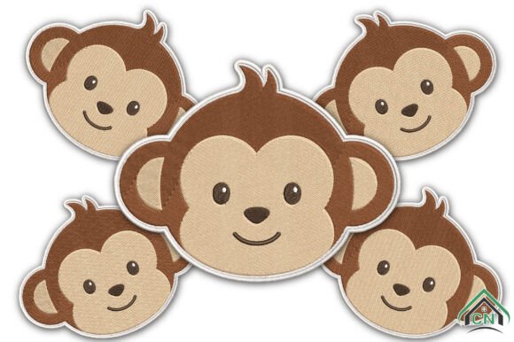 Cute Baby Monkey Embroidery Design