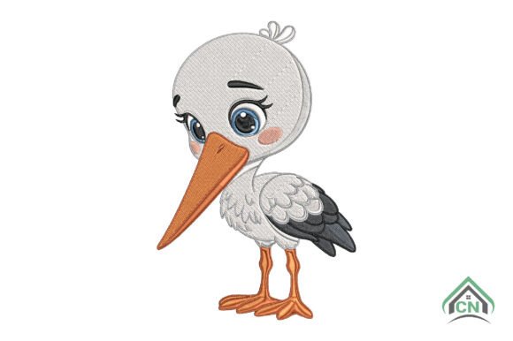 Cute Baby Stork Embroidery Design