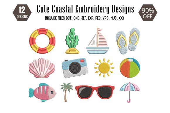 Cute Coastal Embroidery Design