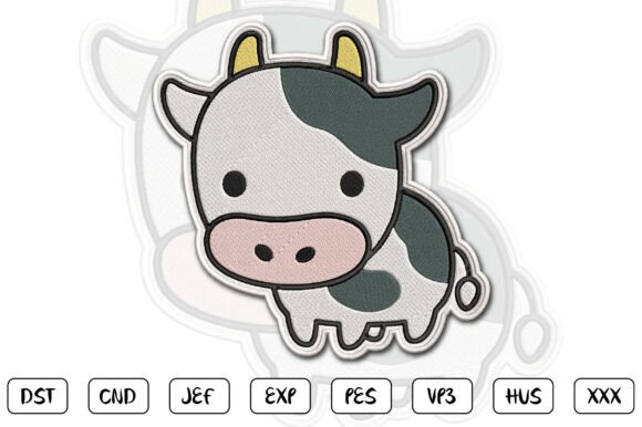 Cute Cow Patch Embroidery Design