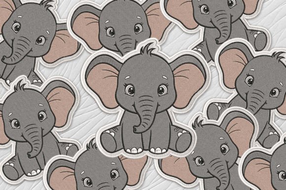 Cute Elephant Patches Embroidery Design
