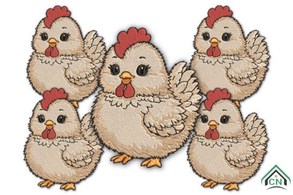 Cute Fluffy Chicken Embroidery Design