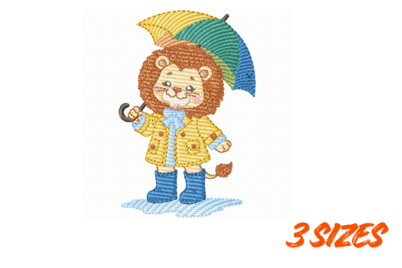 Cute Lion Rainy Day Embroidery Art