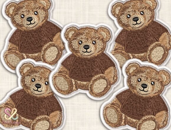 Cute Teddy Bear Embroidery Patch Design