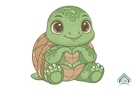 Cute Turtle Love Embroidery Design