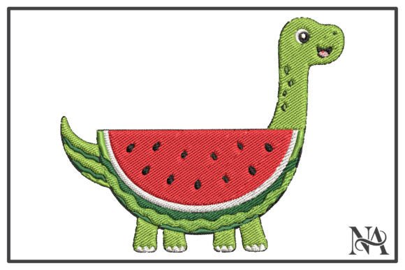 Cute Watermelon Dinosaur Embroidery