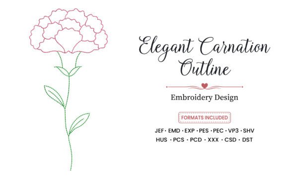 Elegant Carnation Embroidery Design