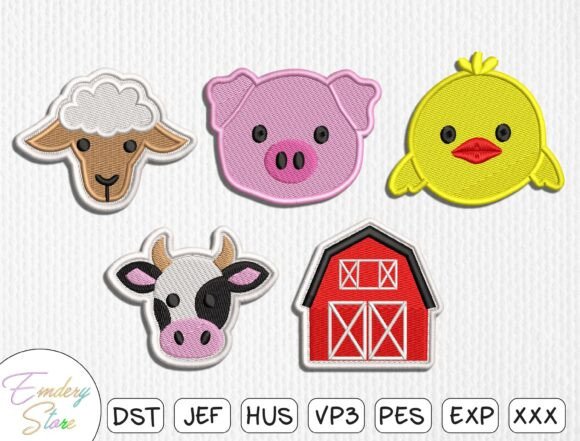 Farm Animals Patch Embroidery Design