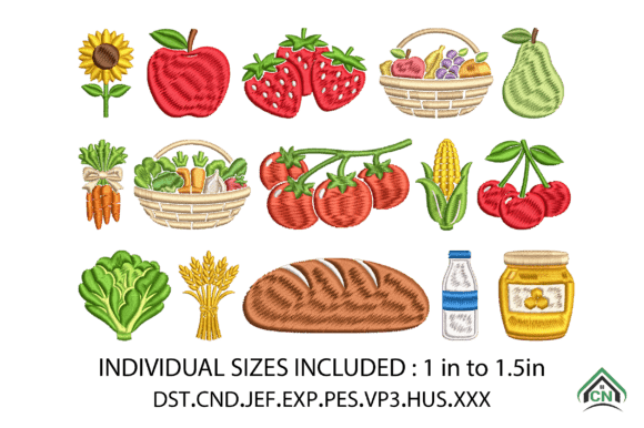 Farmer's Market Embroidery Design Set