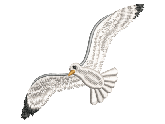 Flying Seagull Embroidery Design