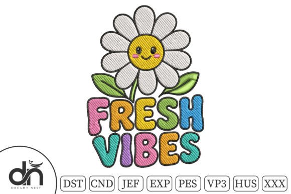 Fresh Vibes Smiling Daisy Embroidery