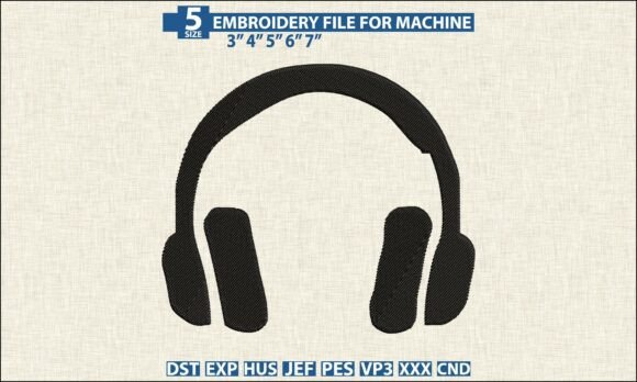 Headphone Machine Embroidery DST PES