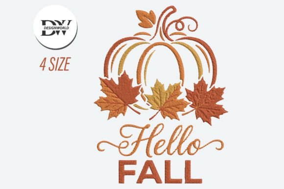 Hello Fall Pumpkin Embroidery Design