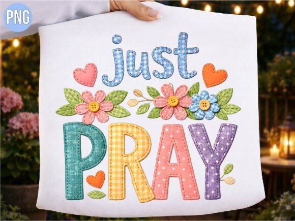 Just Pray Faux Embroidery Shirt
