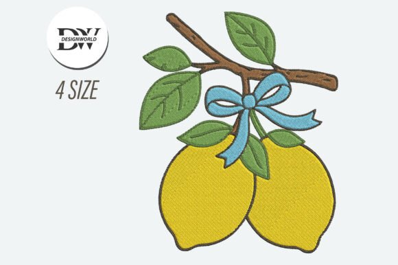 Lemon Bow Embroidery Design