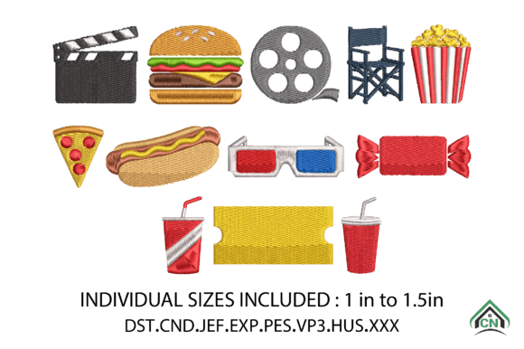 Mini Movie Theatre Embroidery Design