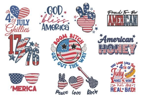Patriotic 4th July Embroidery Bundle