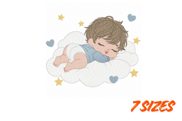 Sleeping Baby Cloud Embroidery Art