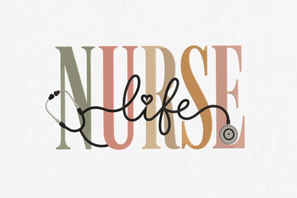 Stylish Nurse Embroidery Design Art