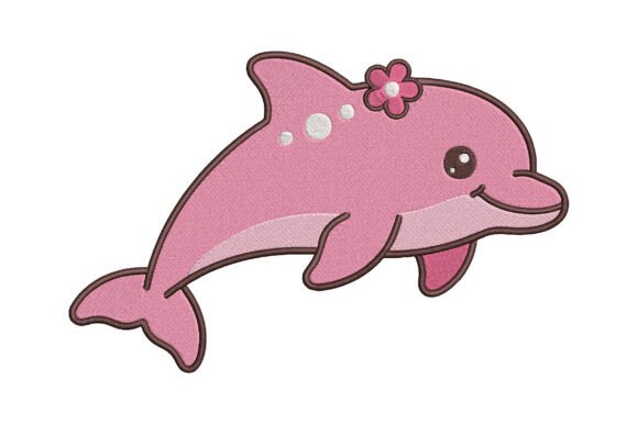 Summer Cute Dolphin Embroidery Design