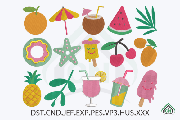 Summer Tropical Beach Element Embroidery