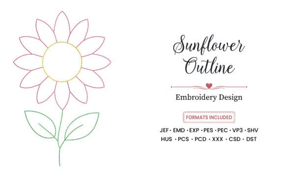 Sunflower Outline Embroidery Design