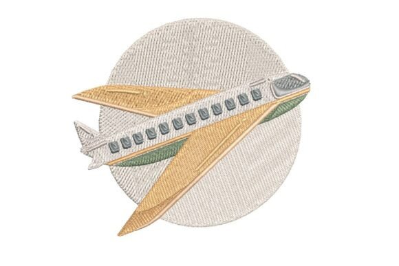 Travel Plane Embroidery Design