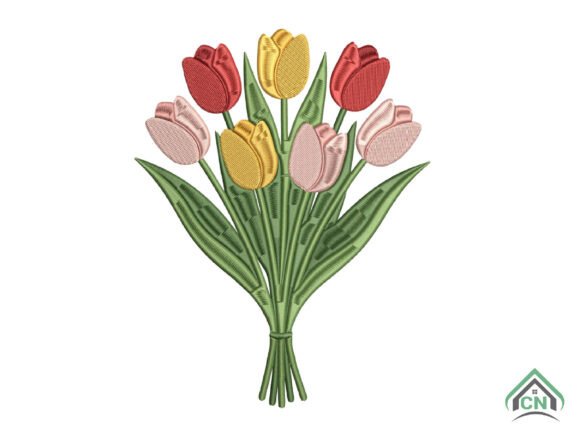 Tulip Flower Bouquet Embroidery Design