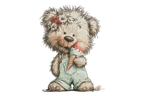 Whimsical Teddy Bear Embroidery Design